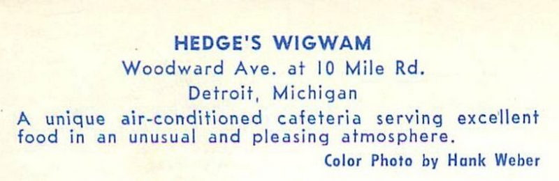 Hedges Wig Wam Restaurant - Vintage Postcard (newer photo)